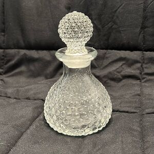 Vintage Glass Hobnail Perfume Bottle with stopper, 5 1/2” tall